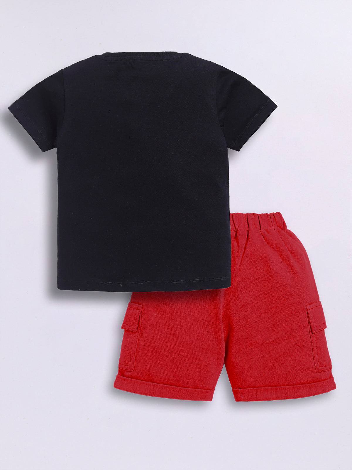 Baby Boys Casual T-shirt Shorts  (Navy and Red)