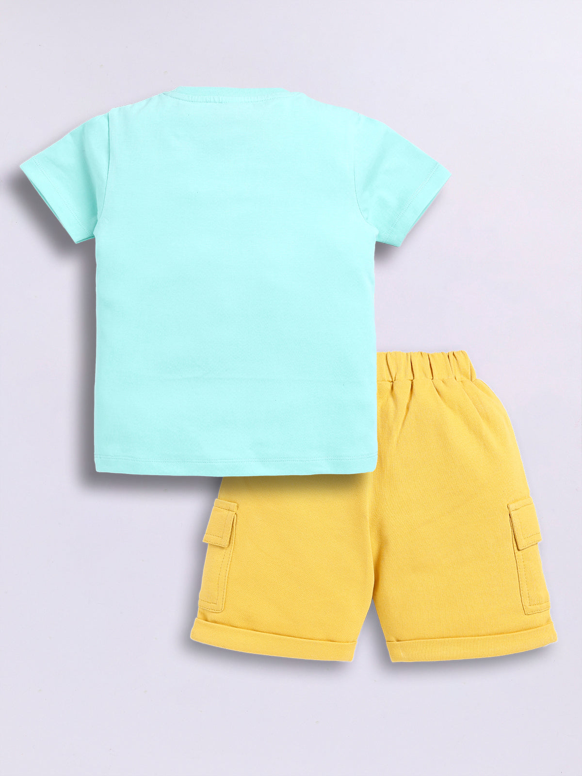 Baby Boys Casual T-shirt Shorts  (Green and Yellow)