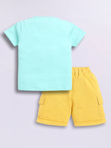 Baby Boys Casual T-shirt Shorts  (Green and Yellow)