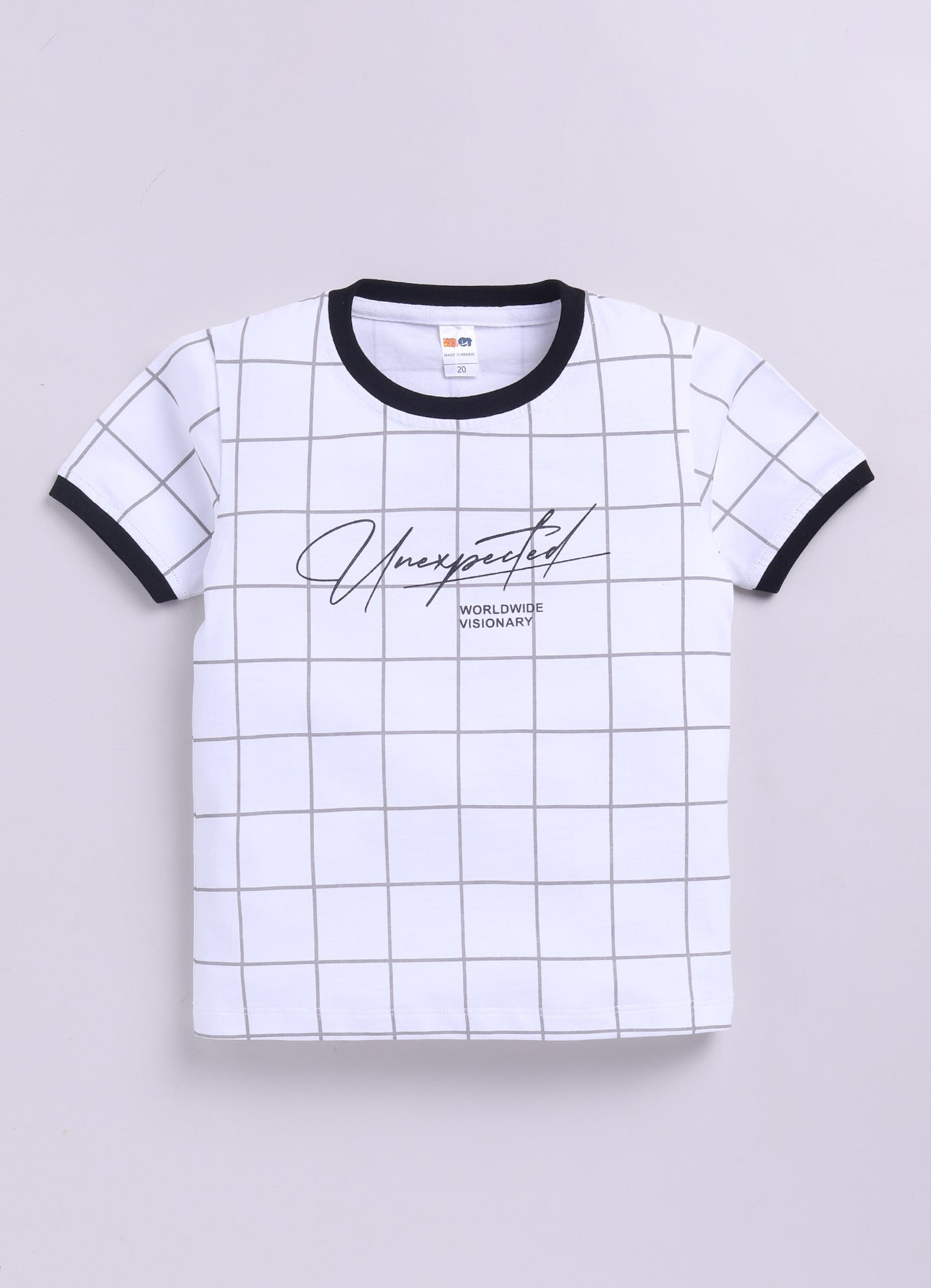 Baby Boys Casual T-shirt Shorts  (White and Black)