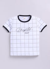 Baby Boys Casual T-shirt Shorts  (White and Black)