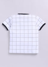 Baby Boys Casual T-shirt Shorts  (White and Black)