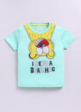 Baby Boys Casual T-shirt Shorts  (Green and Yellow)