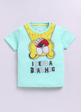 Baby Boys Cartoon Pure Cotton Regular T Shirt  (Green, Pack of 1)