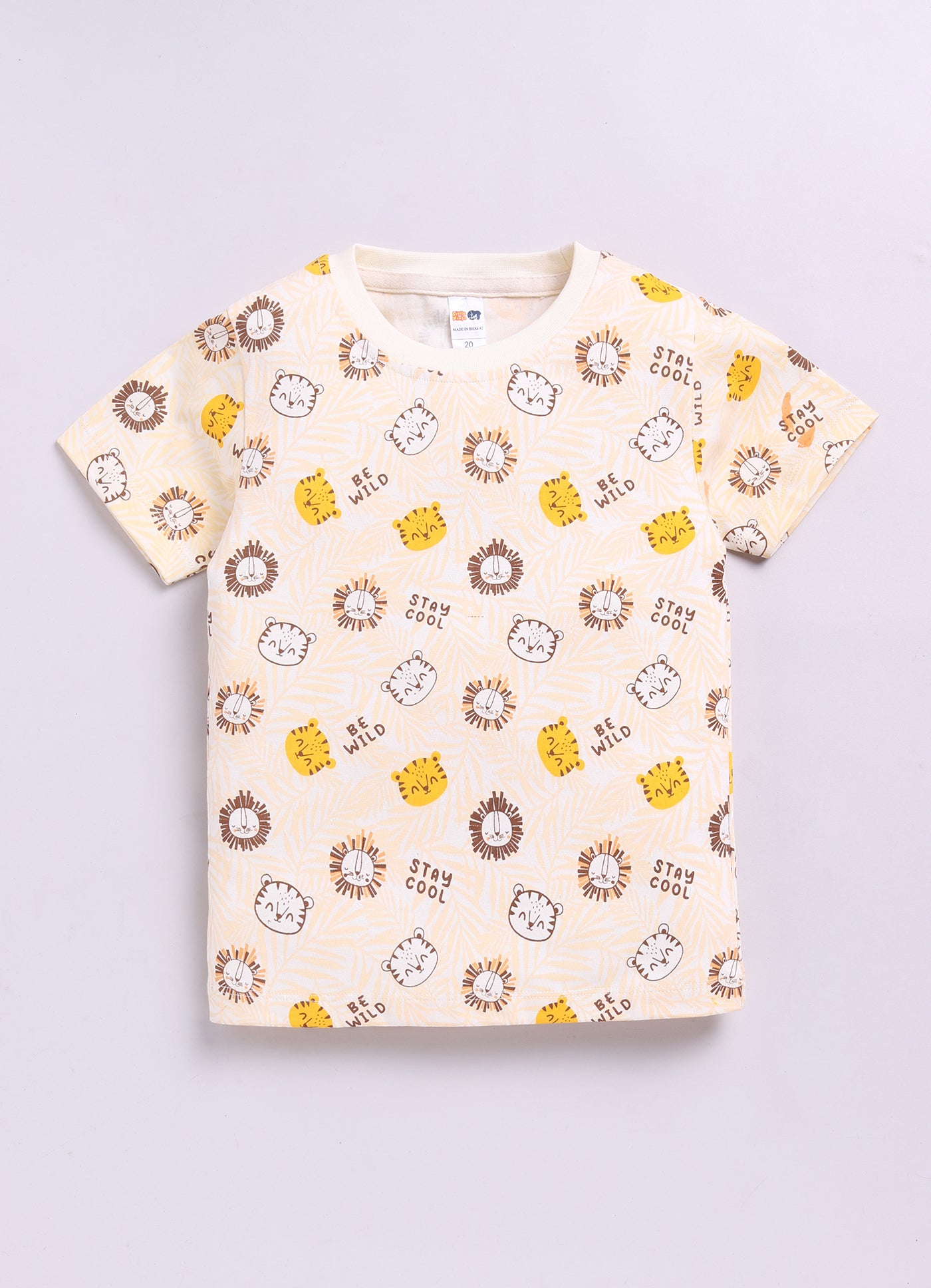 Baby Boys Cartoon Pure Cotton Regular T Shirt  (Beige, Pack of 1)