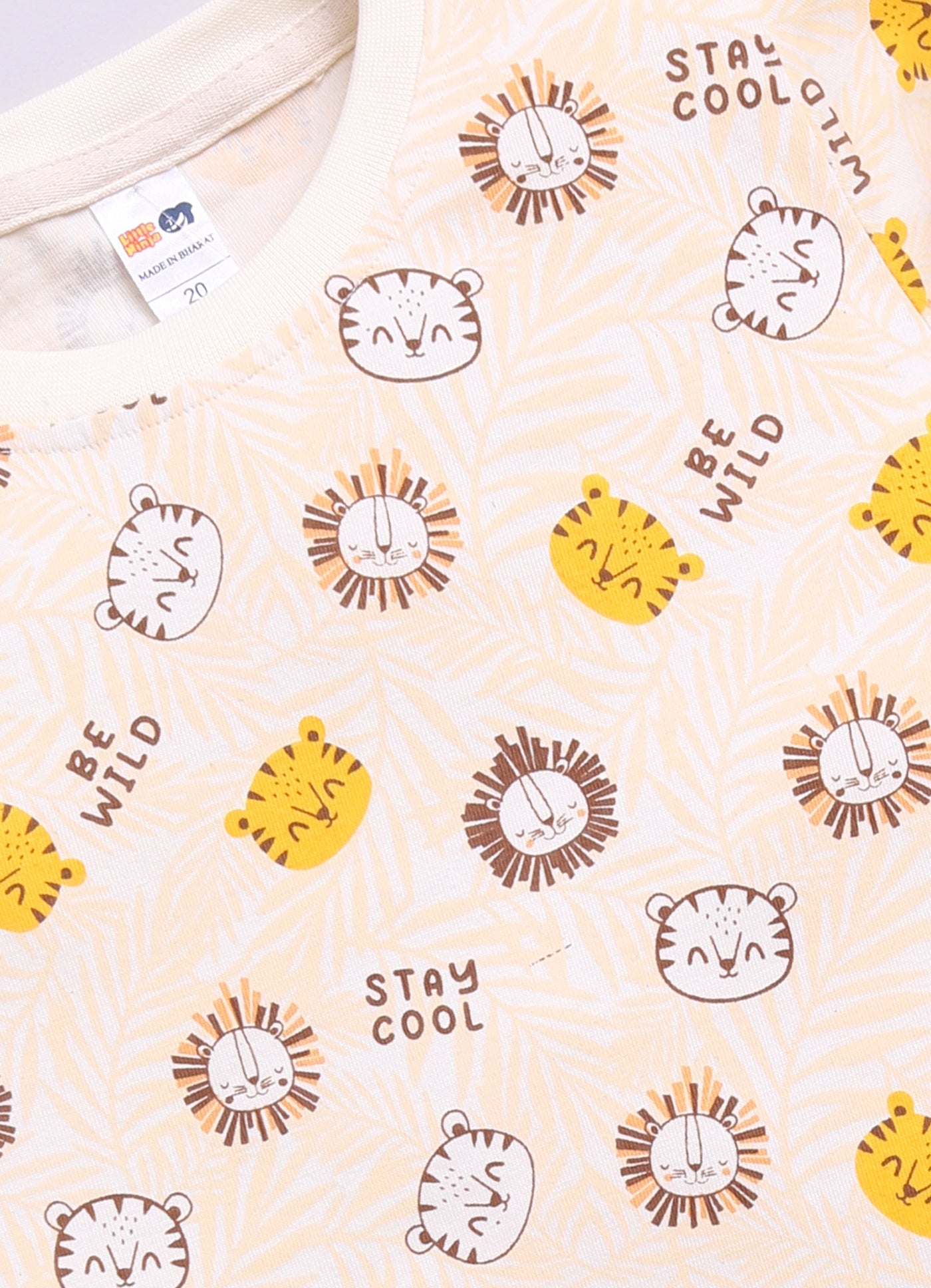 Baby Boys Cartoon Pure Cotton Regular T Shirt  (Beige, Pack of 1)