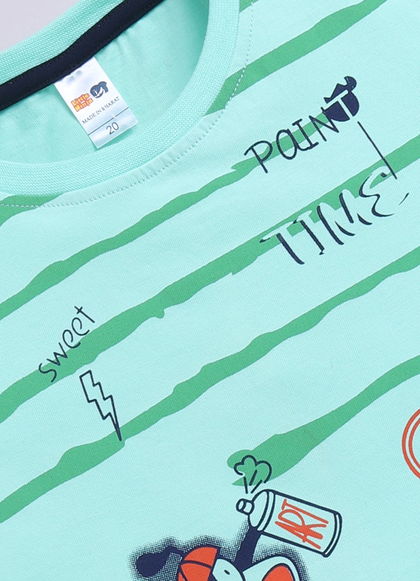 Baby Boys Cartoon Pure Cotton Regular T Shirt  (Green, Pack of 1)