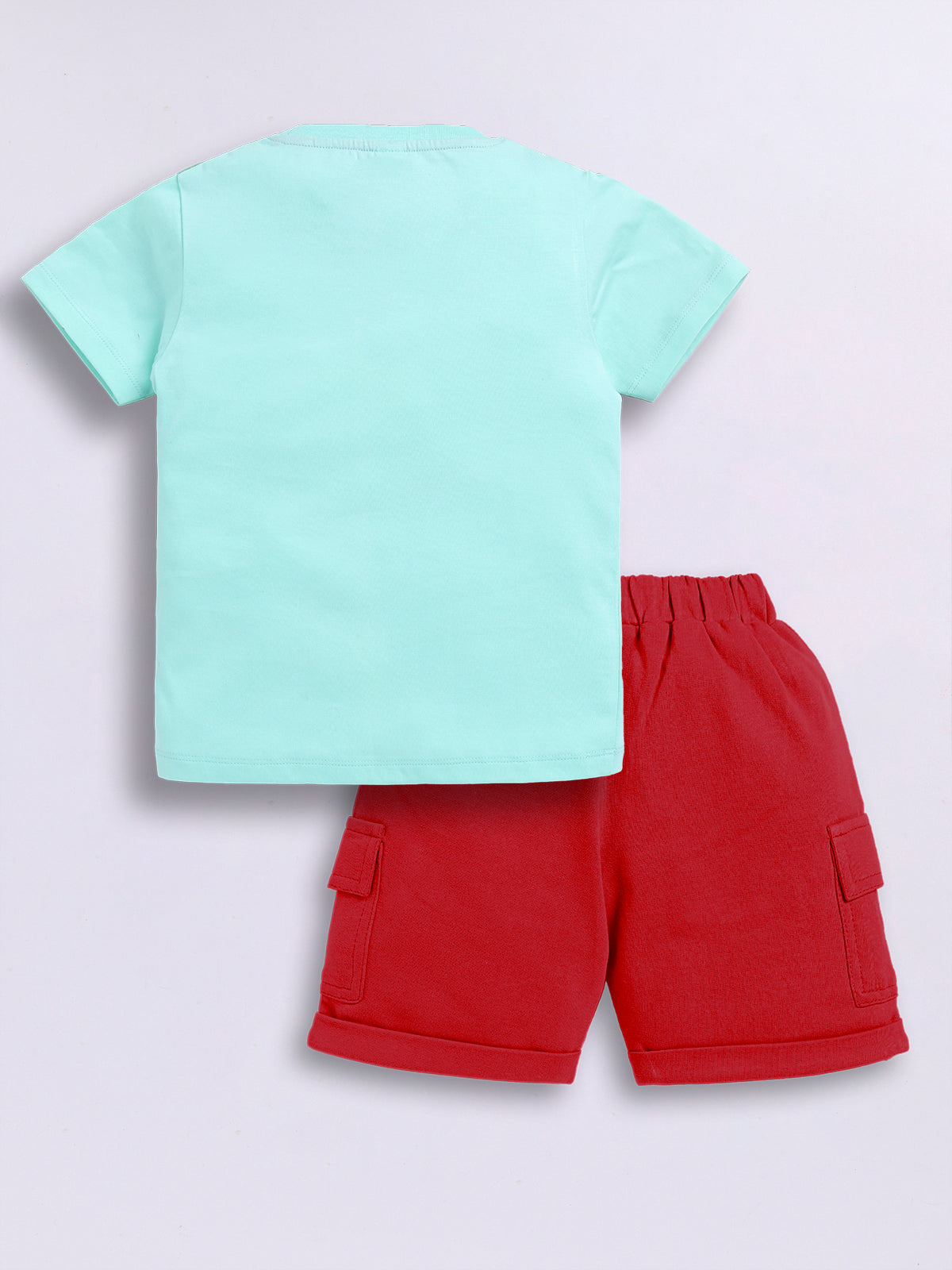 Baby Boys Casual T-shirt Shorts  (Green and Red)
