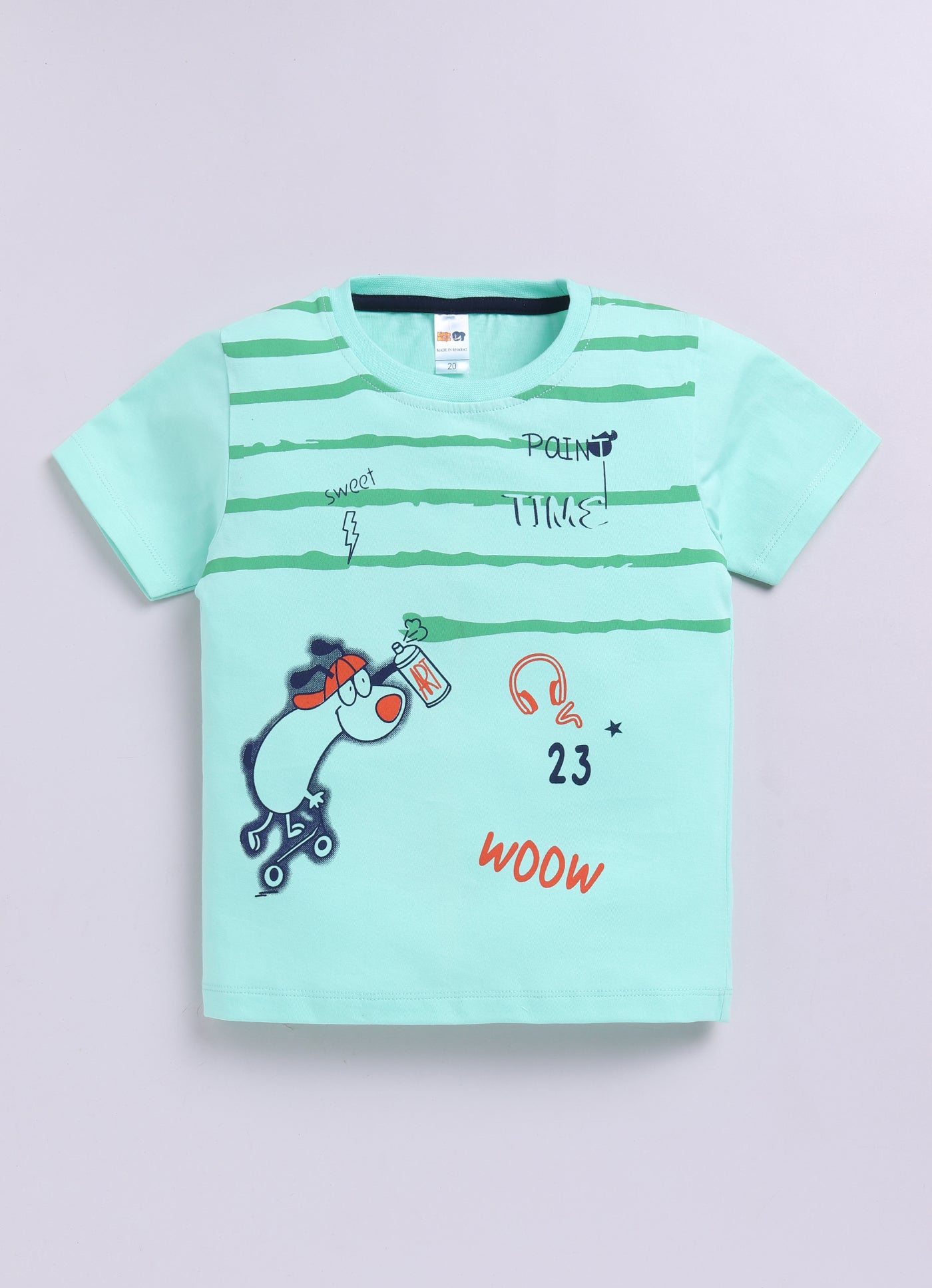 Baby Boys Casual T-shirt Shorts  (Green and Red)