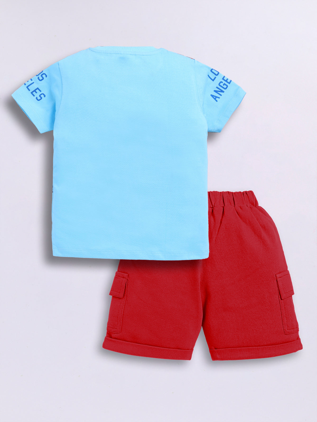 Baby Boys Casual T-shirt Shorts  (Blue and Red)