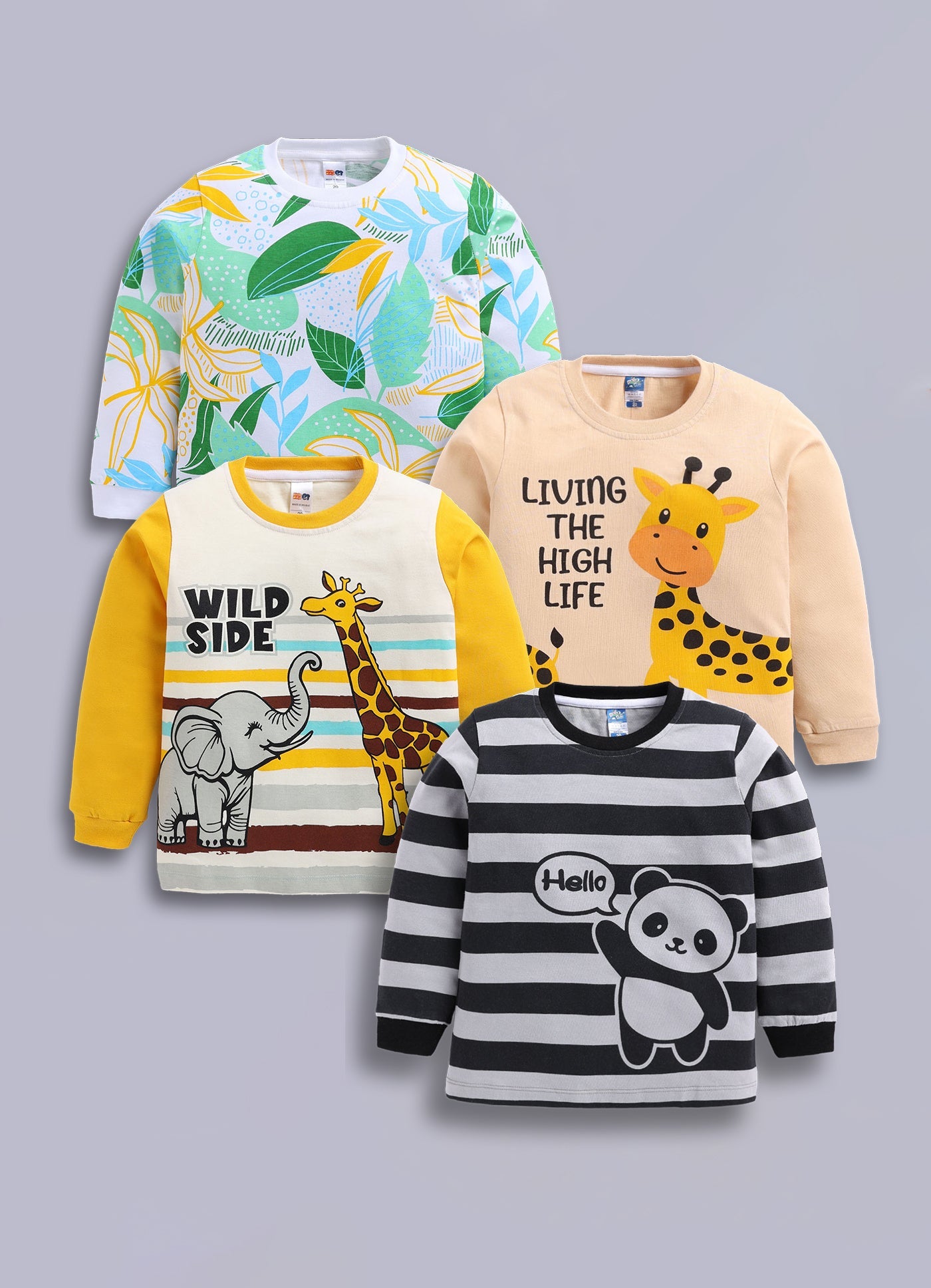 Baby Boys Graphic Print Pure Cotton Regular T Shirt  (Multicolor, Pack of 4)