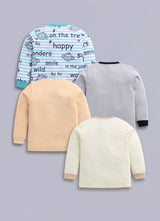 Baby Boys Graphic Print Pure Cotton Regular T Shirt  (Multicolor, Pack of 4)