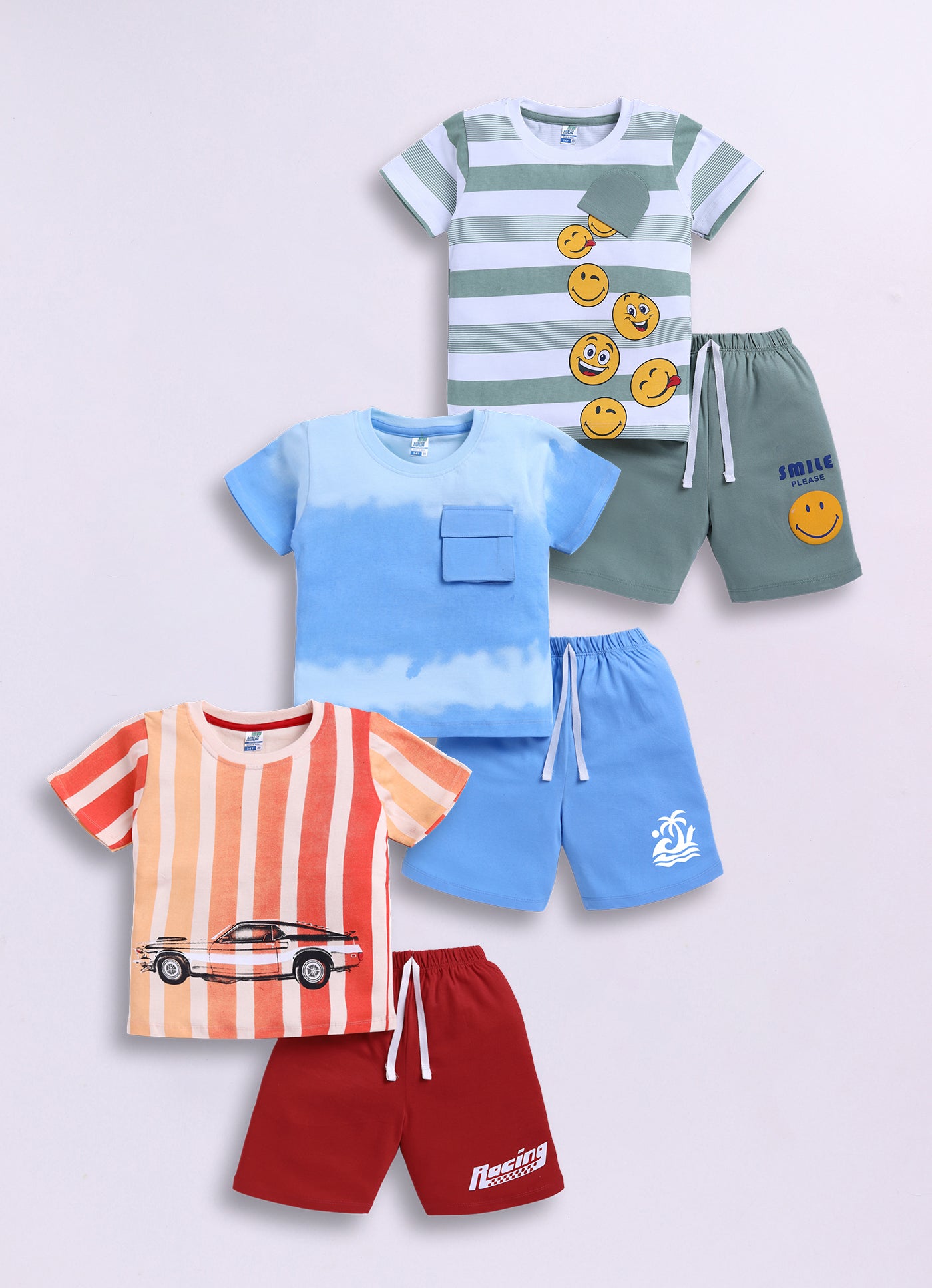 Graphical Printed Pure Cotton Co-Ords Set Pack of 3
