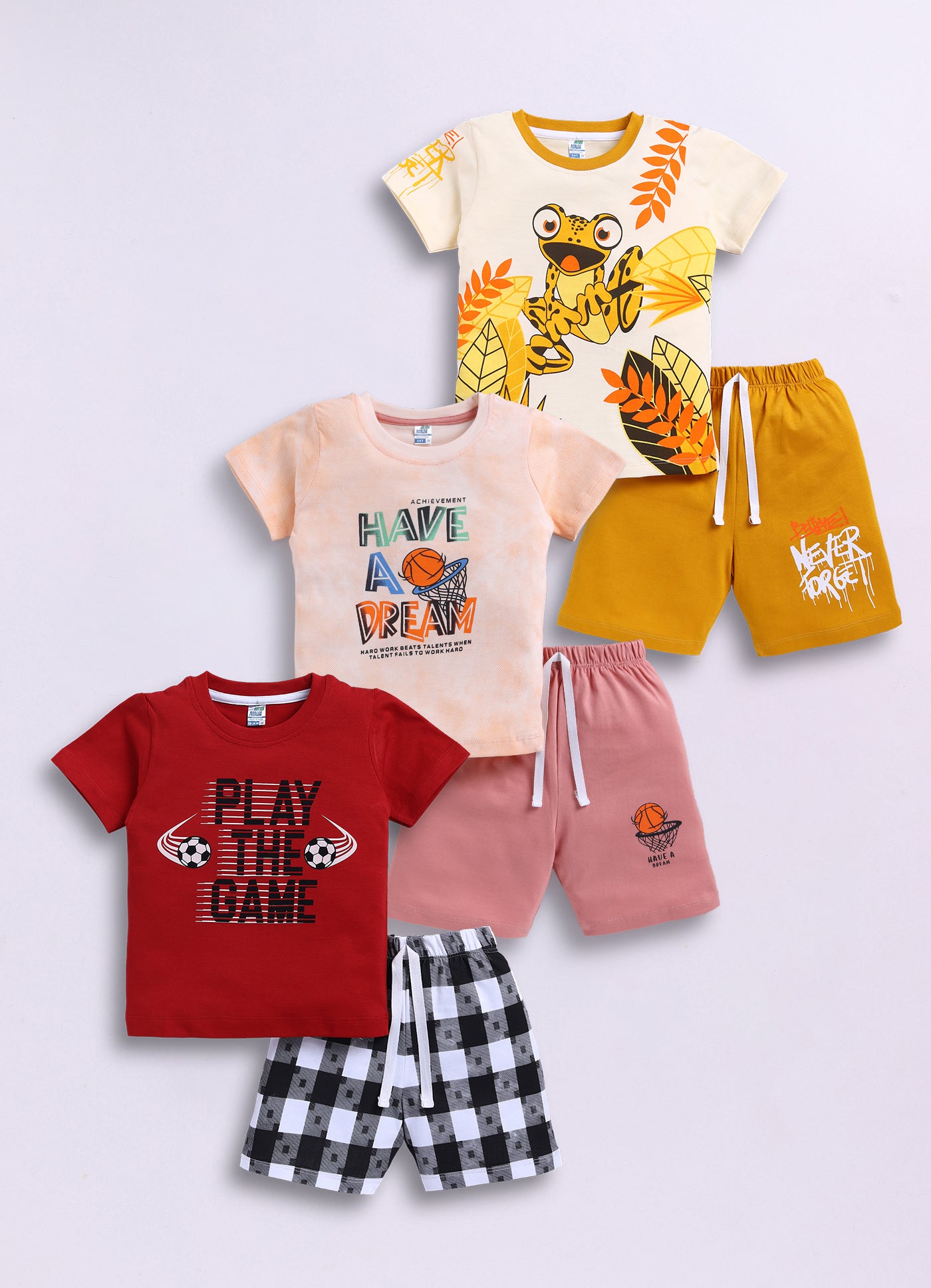 Graphical Printed Pure Cotton Co-Ords Set Pack of 3