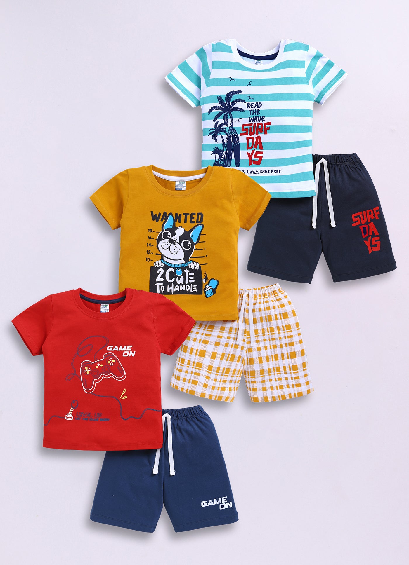Graphical Printed Pure Cotton Co-Ords Set Pack of 3