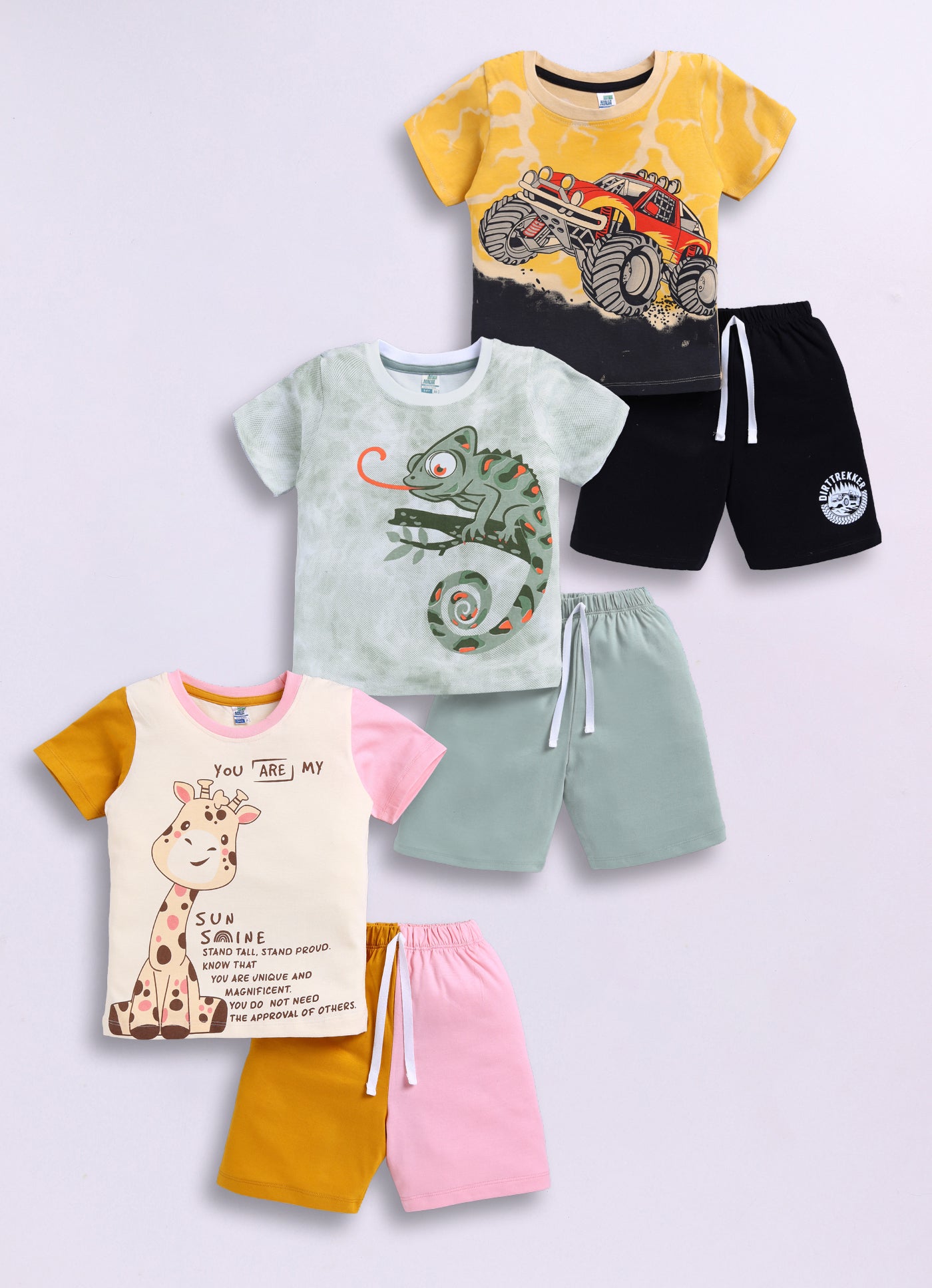 Graphical Printed Pure Cotton Co-Ords Set Pack of 3