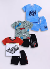 Graphical Printed Pure Cotton Co-Ords Set Pack of 3
