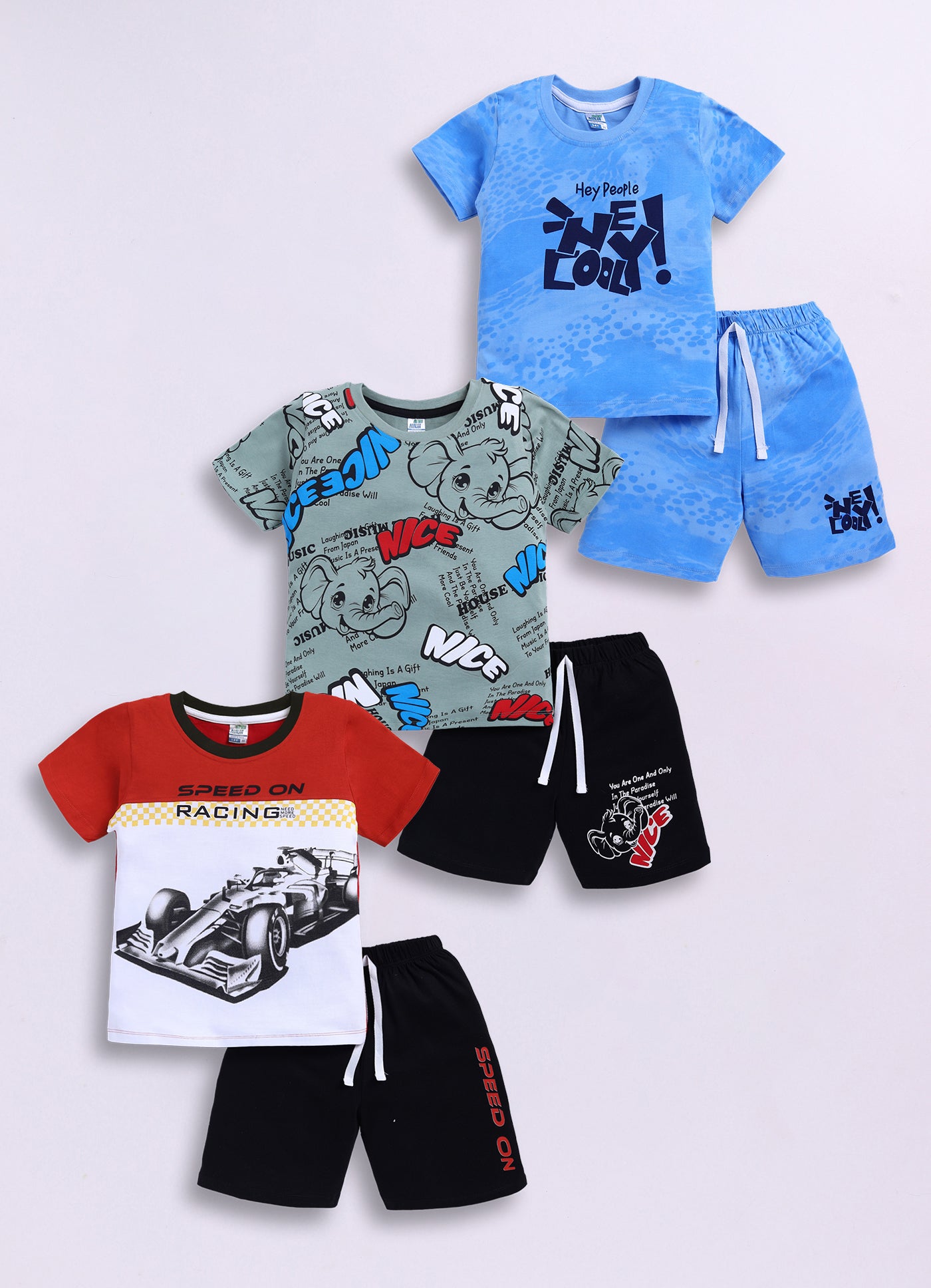 Graphical Printed Pure Cotton Co-Ords Set Pack of 3