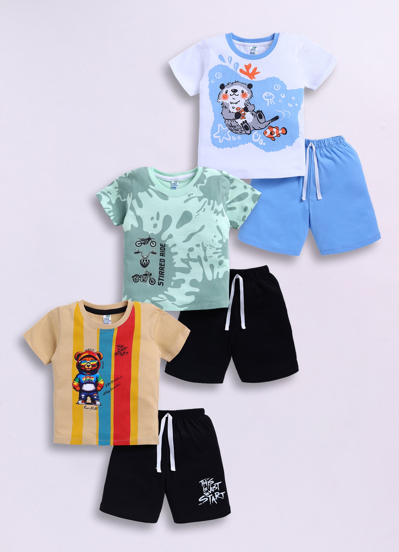 Graphical Printed Pure Cotton Co-Ords Set Pack of 3