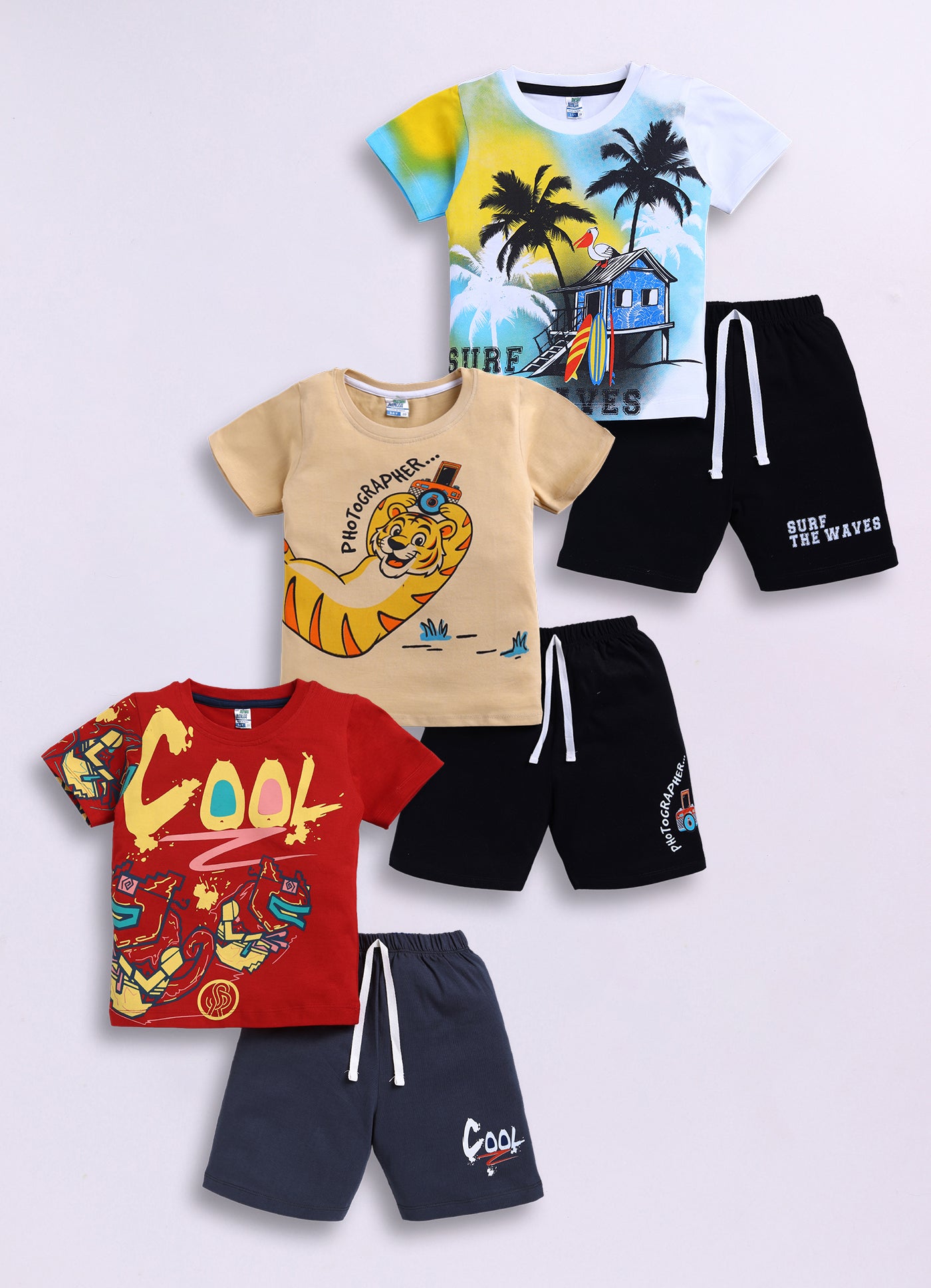 Graphical Printed Pure Cotton Co-Ords Set Pack of 3