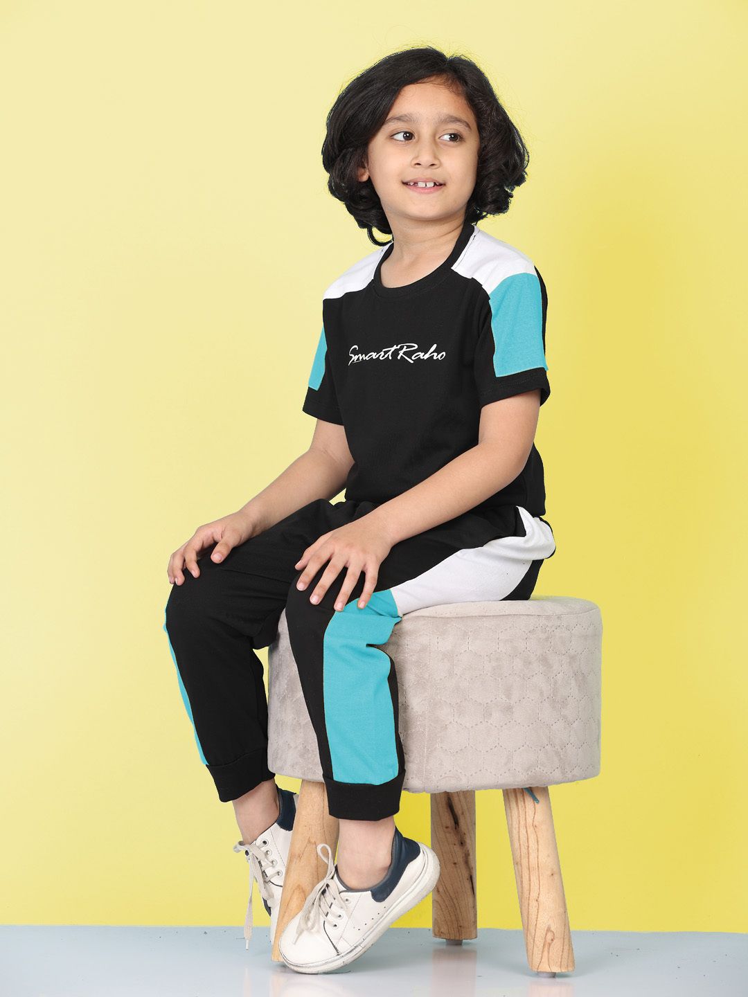 Boys Casual T-shirt Track Pants  (BLUE)