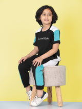 Boys Casual T-shirt Track Pants  (BLUE)