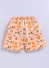 Short For Boys Casual Printed Pure Cotton  (Orange, Pack of 1)
