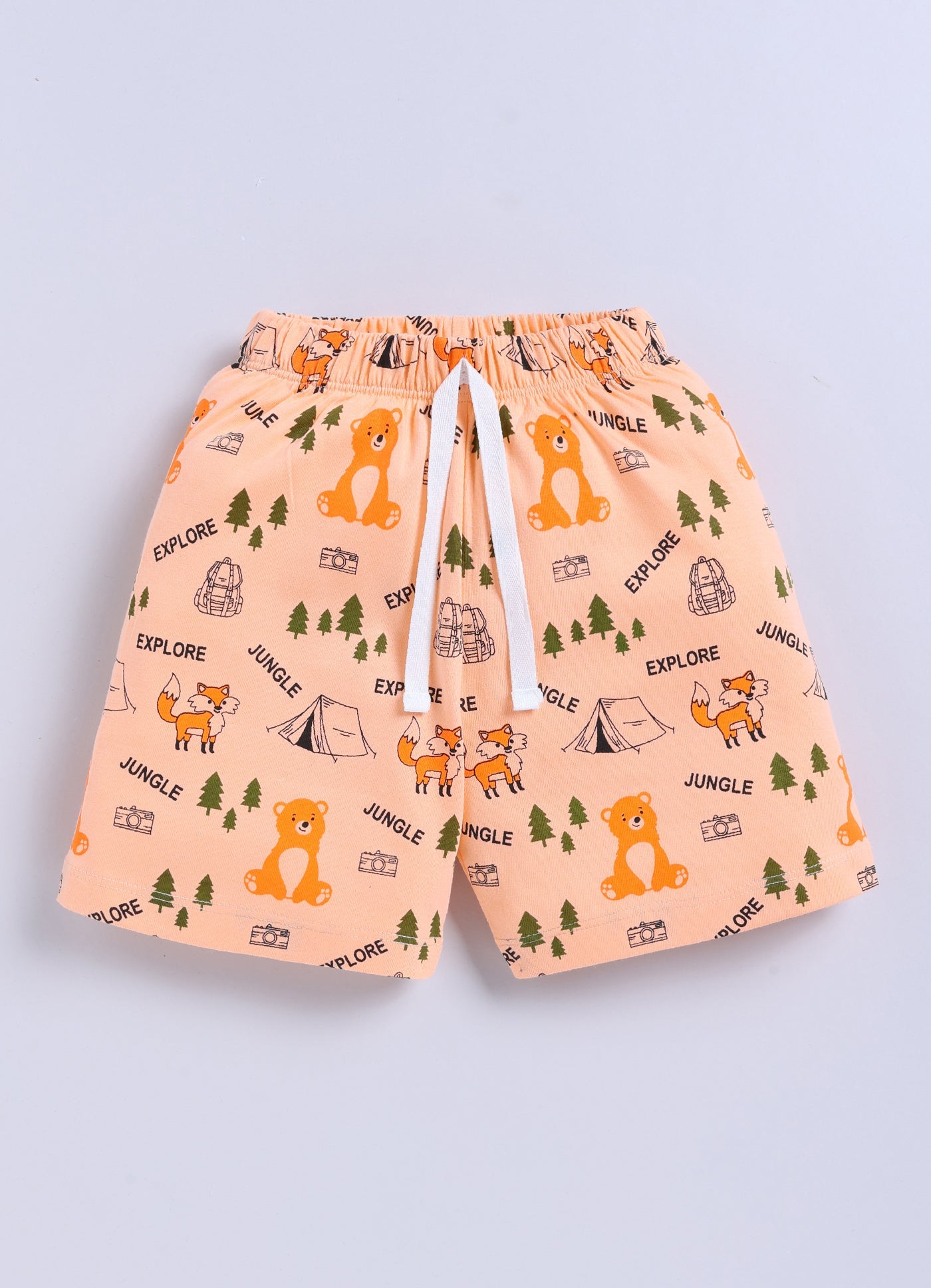 Short For Boys Casual Printed Pure Cotton  (Orange, Pack of 1)