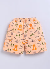 Short For Boys Casual Printed Pure Cotton  (Orange, Pack of 1)