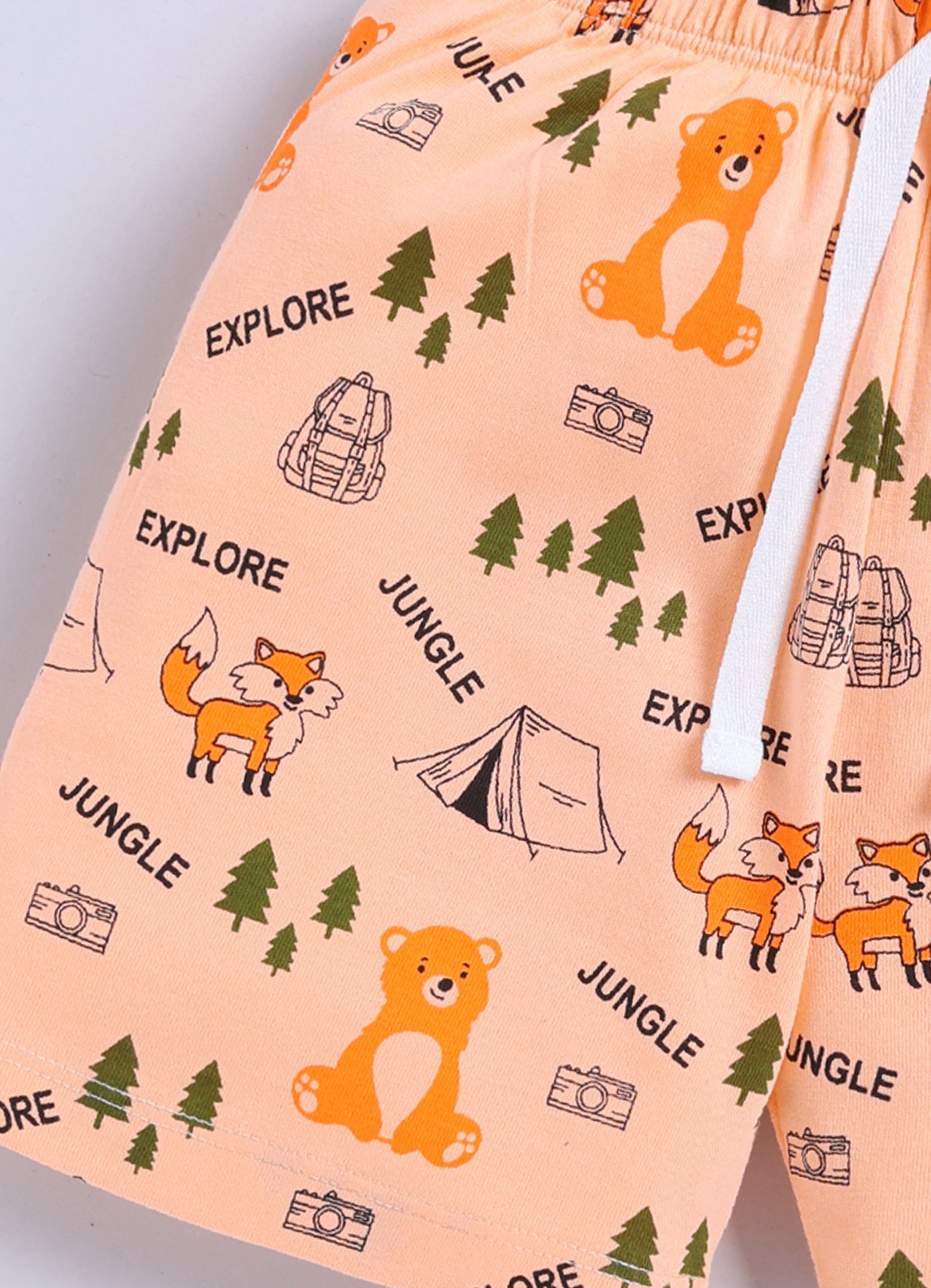 Short For Boys Casual Printed Pure Cotton  (Orange, Pack of 1)