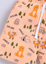Short For Boys Casual Printed Pure Cotton  (Orange, Pack of 1)