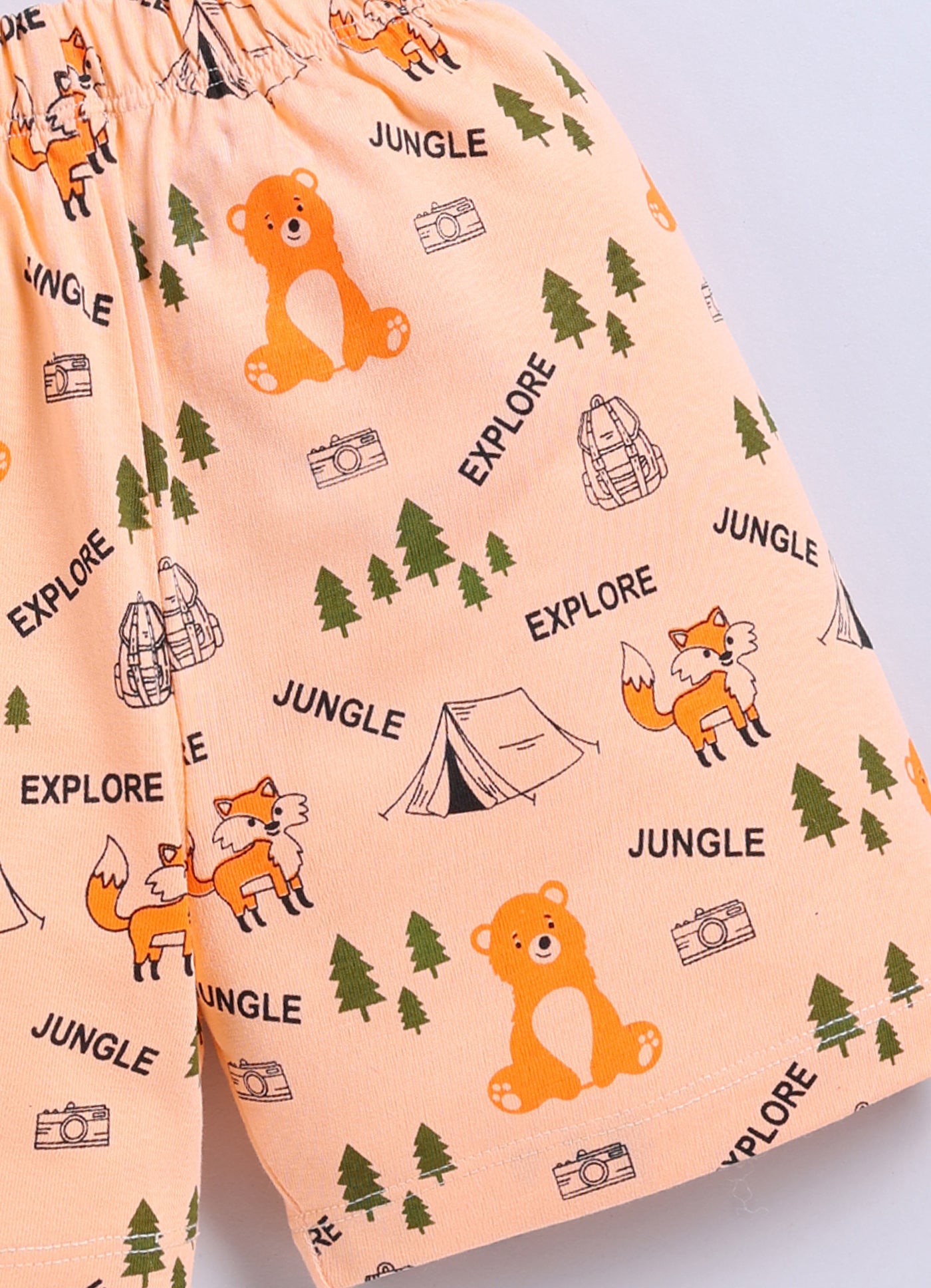 Short For Boys Casual Printed Pure Cotton  (Orange, Pack of 1)