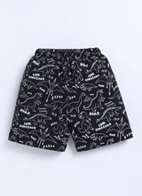 Short For Boys Casual Printed Pure Cotton  (Black, Pack of 1)