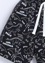 Short For Boys Casual Printed Pure Cotton  (Black, Pack of 1)