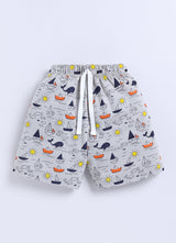 Short For Boys Casual Printed Pure Cotton  (Grey, Pack of 1)