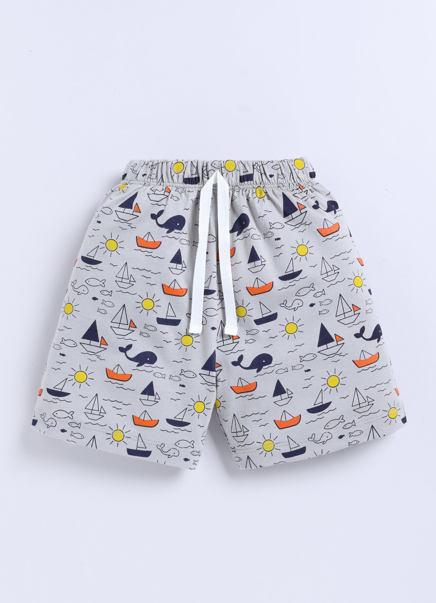 Short For Boys Casual Printed Pure Cotton  (Grey, Pack of 1)