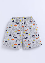 Short For Boys Casual Printed Pure Cotton  (Grey, Pack of 1)