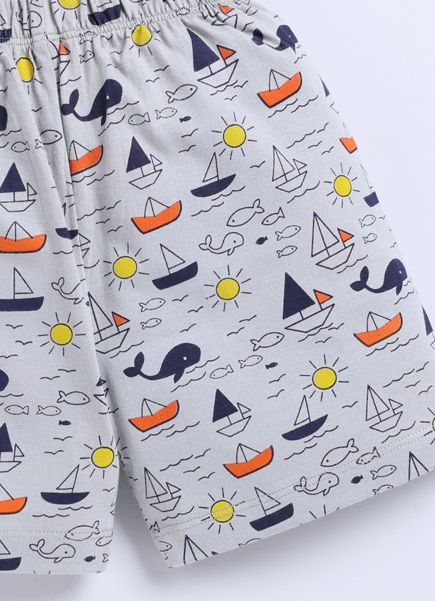 Short For Boys Casual Printed Pure Cotton  (Grey, Pack of 1)