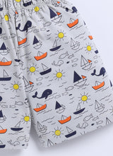 Short For Boys Casual Printed Pure Cotton  (Grey, Pack of 1)
