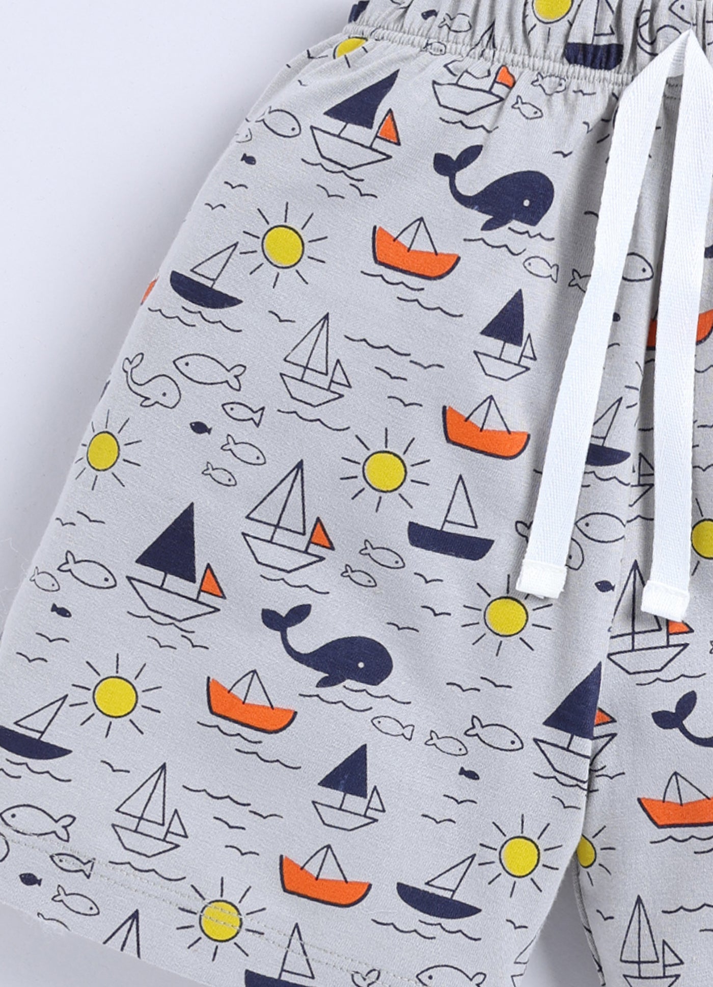 Short For Boys Casual Printed Pure Cotton  (Grey, Pack of 1)