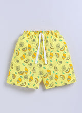 Short For Boys Casual Printed Pure Cotton  (Yellow, Pack of 1)
