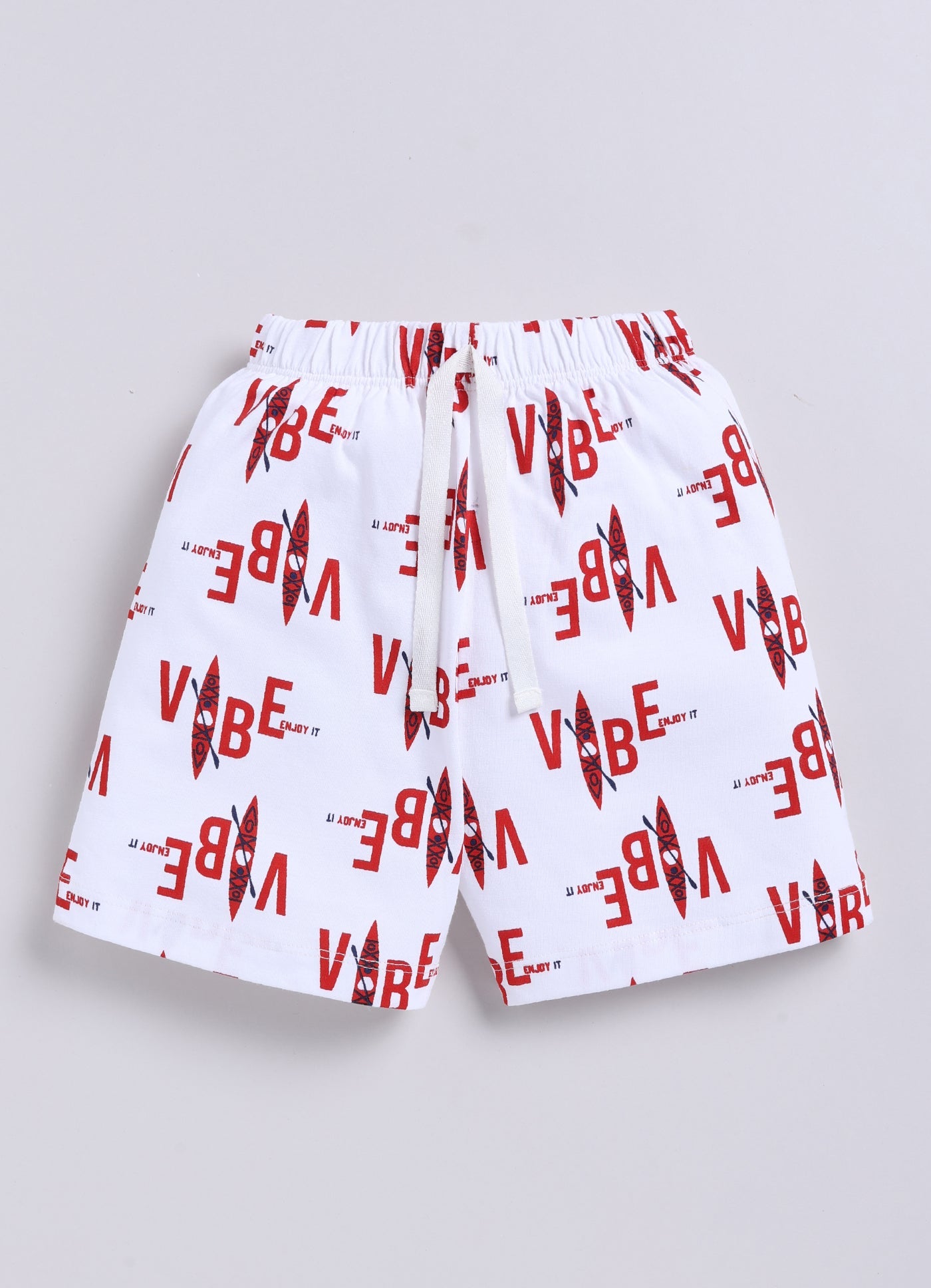 Short For Boys Casual Printed Pure Cotton  (White, Pack of 1)