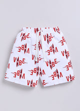 Short For Boys Casual Printed Pure Cotton  (White, Pack of 1)