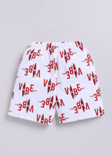 Short For Boys Casual Printed Pure Cotton  (White, Pack of 1)