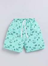 Short For Boys Casual Printed Pure Cotton  (Green, Pack of 1)