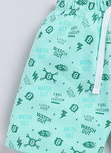 Short For Boys Casual Printed Pure Cotton  (Green, Pack of 1)