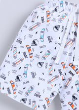 Short For Boys Casual Printed Pure Cotton  (White, Pack of 1)