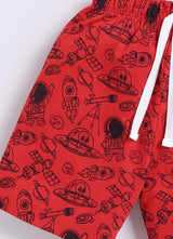 Short For Boys Casual Printed Pure Cotton  (Red, Pack of 1)