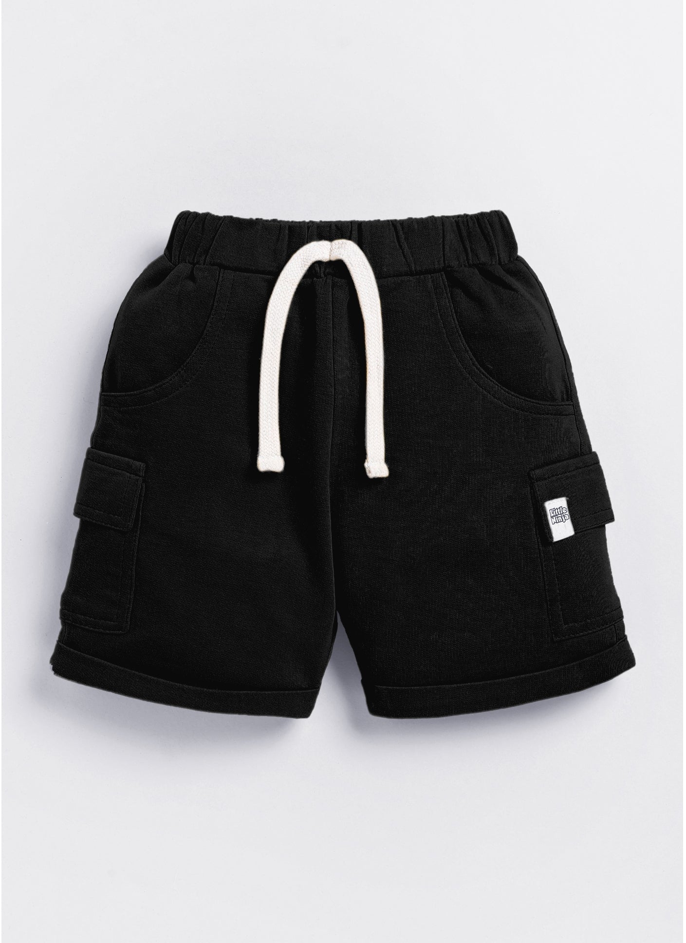 Baby Boys Casual T-shirt Shorts  (White and Black)