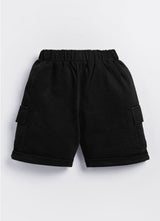Short For Boys Casual Solid Cotton Blend  (Black, Pack of 1)